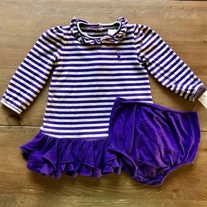 Ralph Lauren baby purple grey stripes dress 9month